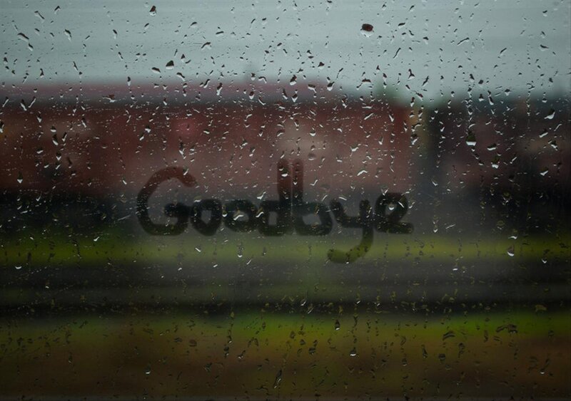 Raindrops on Glass — Gray, Melancholic, Photograph