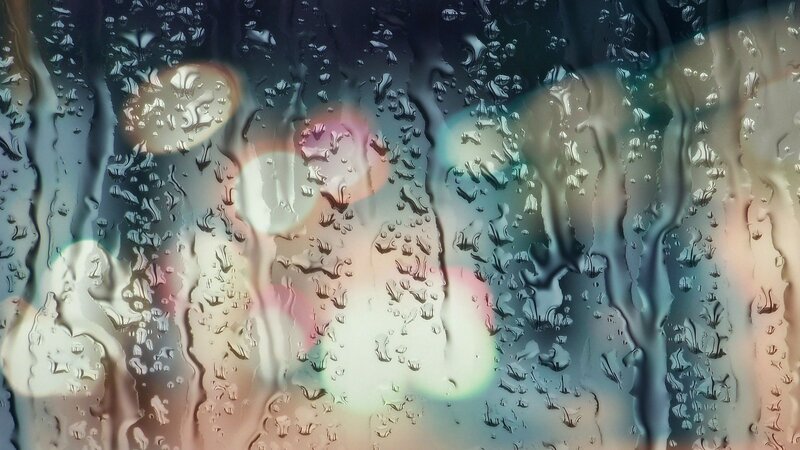 Raindrops on Glass — Gray, Moody, Night, Photograph