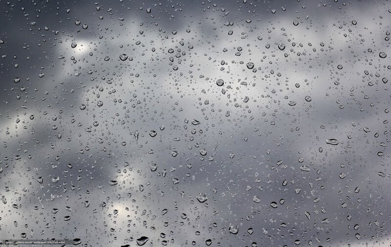 Raindrops on Glass — Gray, Overcast, Photograph, Clouds