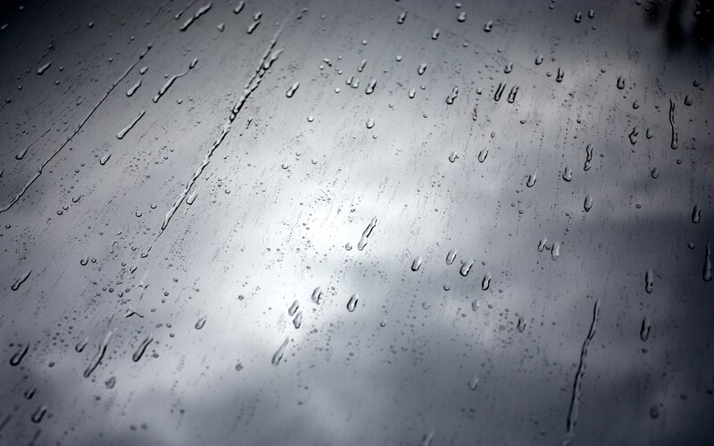 Raindrops on Glass — Gray, Overcast, Photograph, Sky