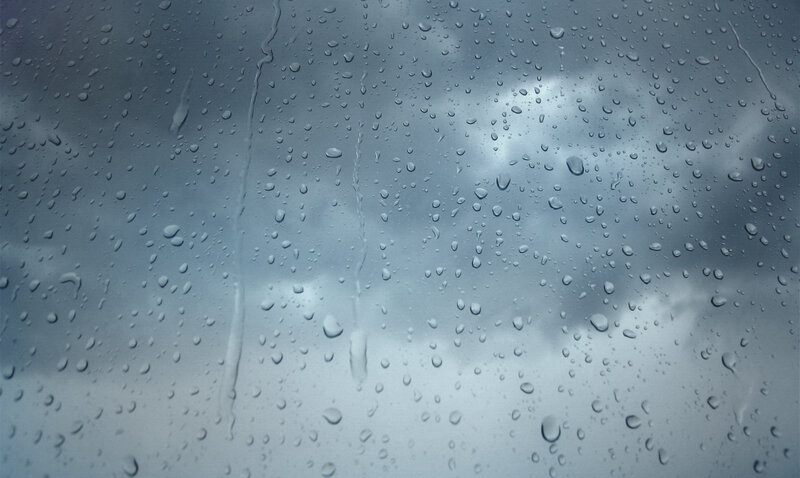 Raindrops on Glass — Gray, Overcast, Photograph