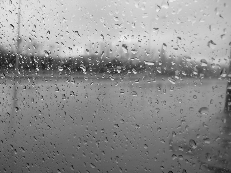 Raindrops on Glass — Gray, Overcast, Photograph, Window, Rain