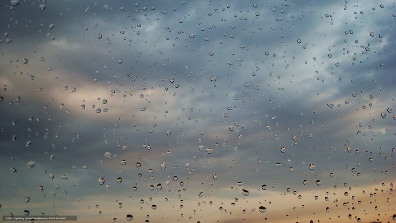 Raindrops on Glass — Gray, Overcast, Sunset, Photograph