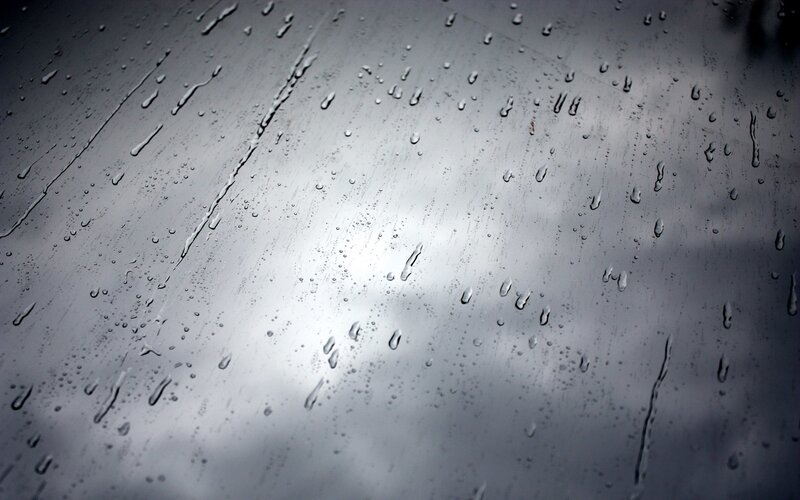 Raindrops on Glass — Gray, Overcast