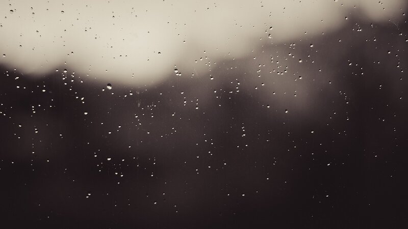 Raindrops on Glass — Gray, Somber, Photograph, Sky