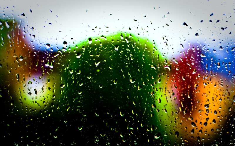 Raindrops on Glass — Green, Abstract