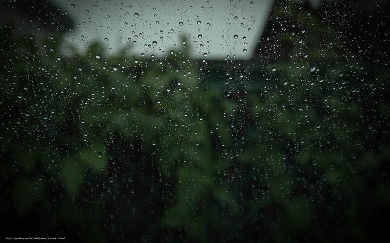 Raindrops on Glass — Green, Gloomy