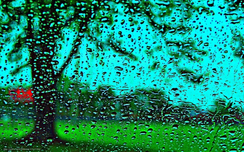 Raindrops on Glass — Green, Moody, Photograph
