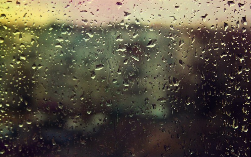 Raindrops on Glass — Green, Moody