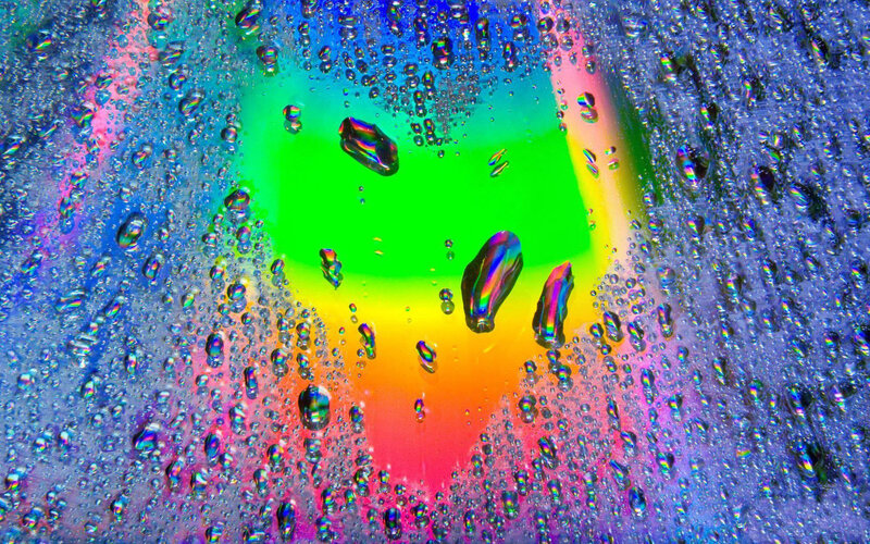 Raindrops on Glass — Green, Vibrant