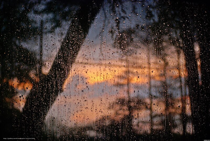 Raindrops on Glass — Orange, Dramatic, Sunset, Photograph