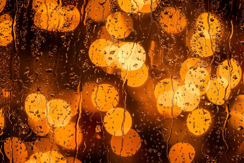 Raindrops on Glass — Orange, Warm