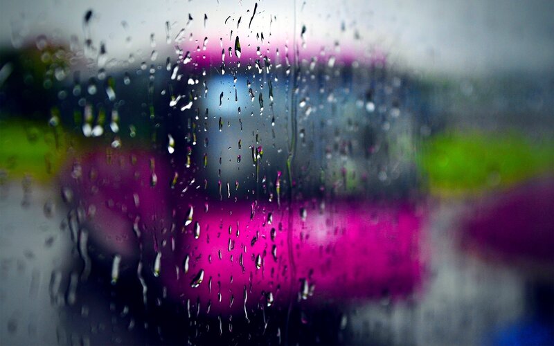 Raindrops on Glass — Pink, Moody