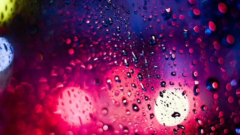 Raindrops on Glass — Purple, Dramatic, Night