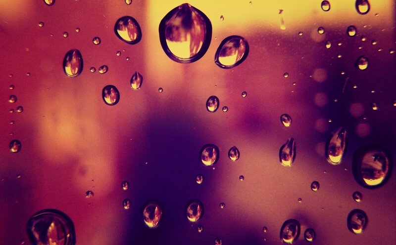 Raindrops on Glass — Purple, Dramatic, Photograph, Droplets