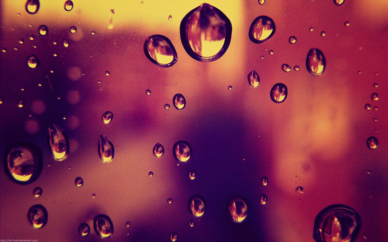 Raindrops on Glass — Purple, Dramatic, Photograph