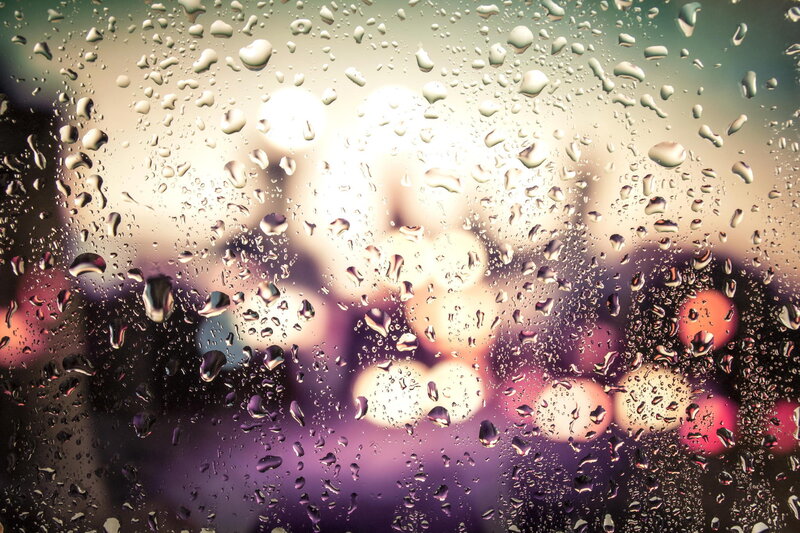 Raindrops on Glass — Purple, Moody, Night