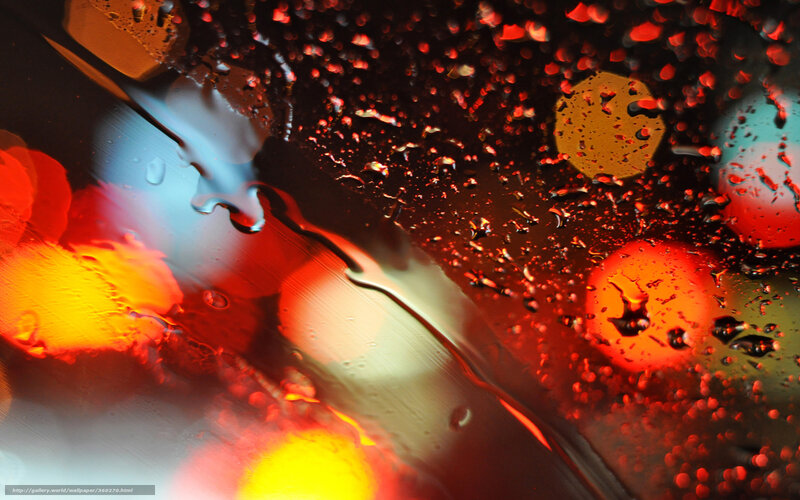 Raindrops on Glass — Red, Dramatic, Night, Photograph