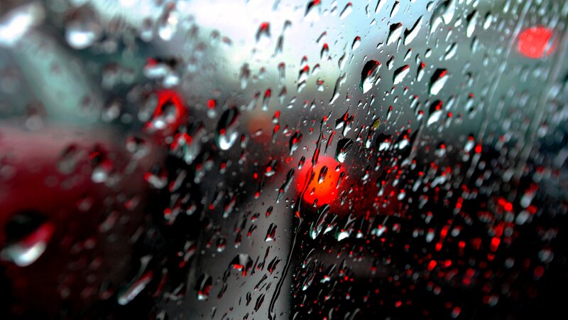 Raindrops on Glass — Red, Dramatic