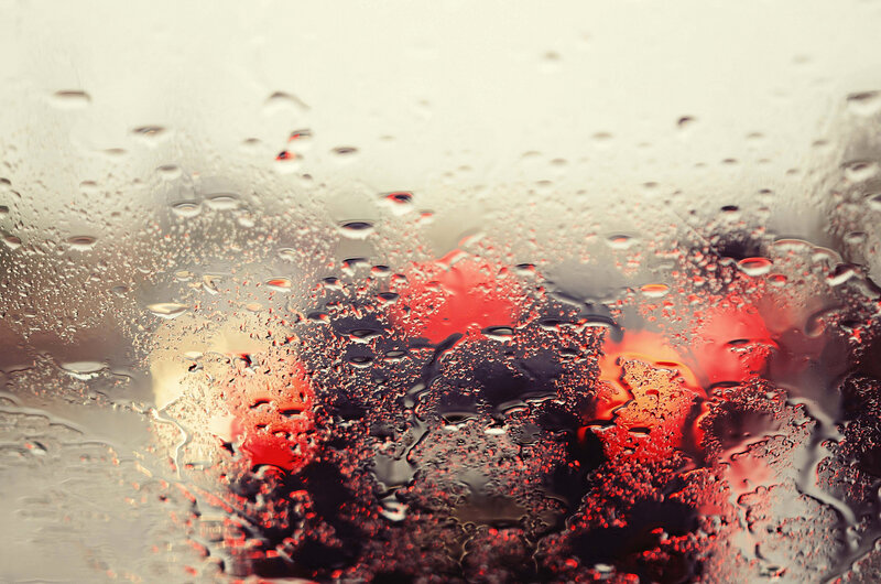 Raindrops on Glass — Red, Moody