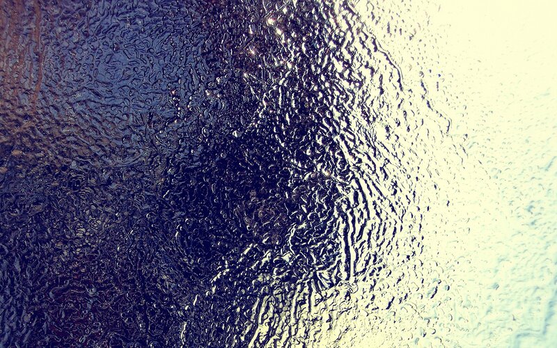 Raindrops on Glass Surface — Blue, Calm, Photograph