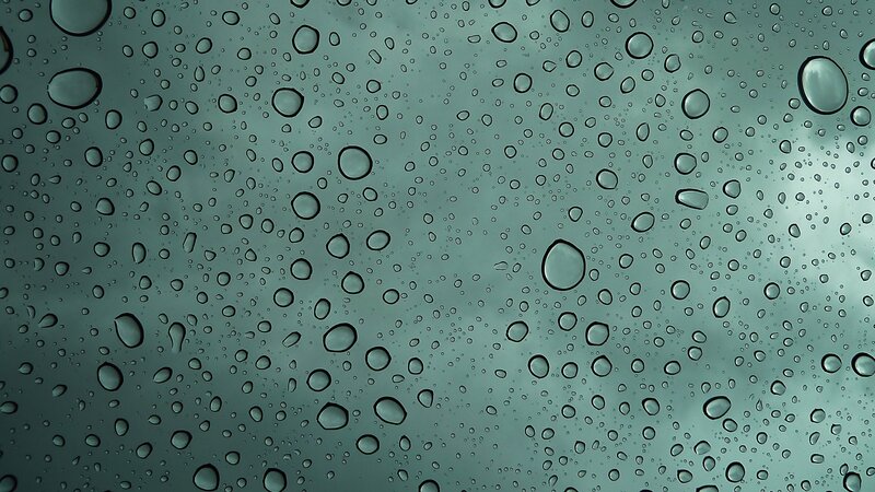Raindrops on Glass — Teal, Calm, Photograph, Rain