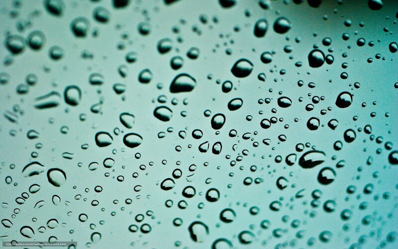 Raindrops on Glass — Teal, Calm, Photograph