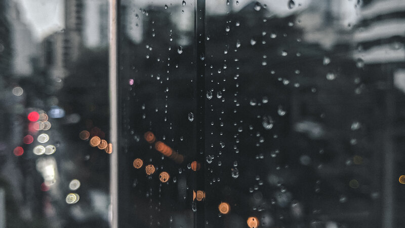 Raindrops on Glass Window — Black