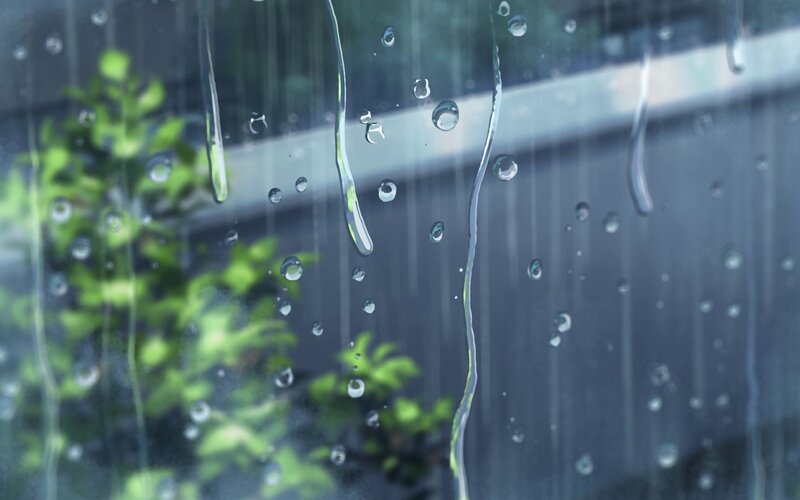 Raindrops on Glass Window — Blue