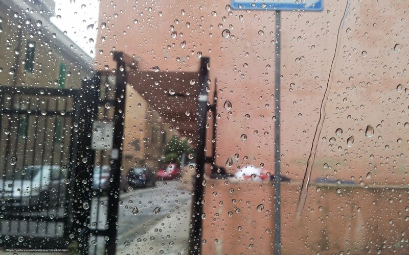Raindrops on Glass Window — Brown
