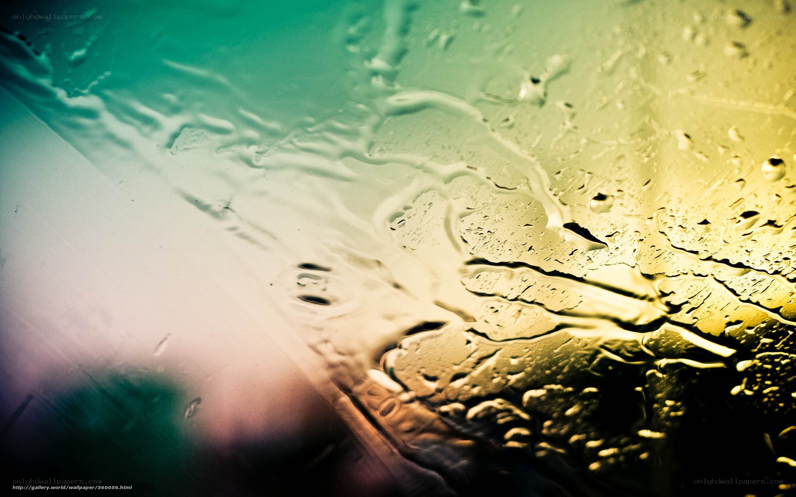 raindrops on glass with color gradient