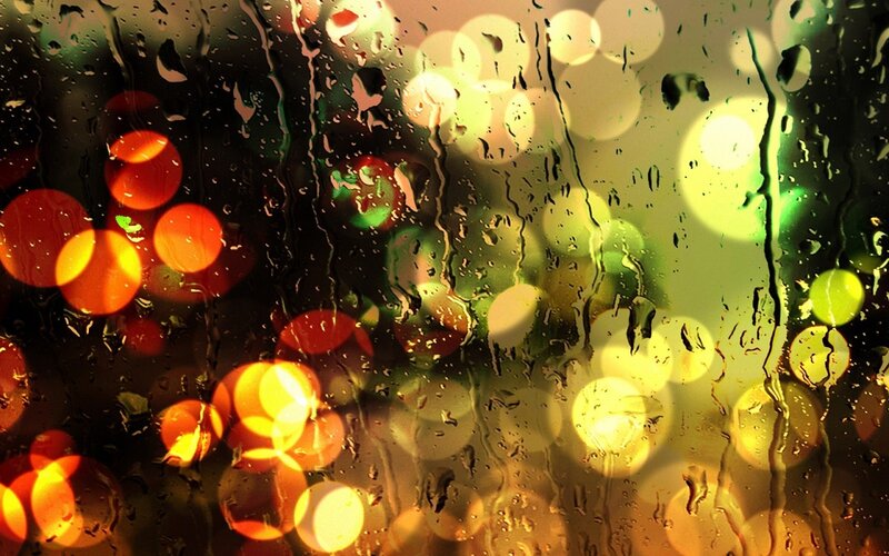 Raindrops on Glass — Yellow, Dramatic