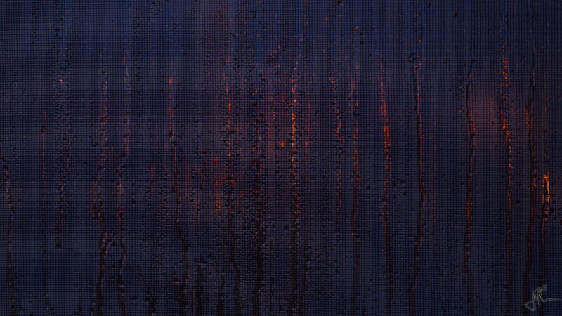 Raindrops on Mesh Screen — Blue