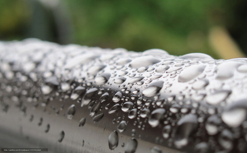 Raindrops on Metal Rail — Gray