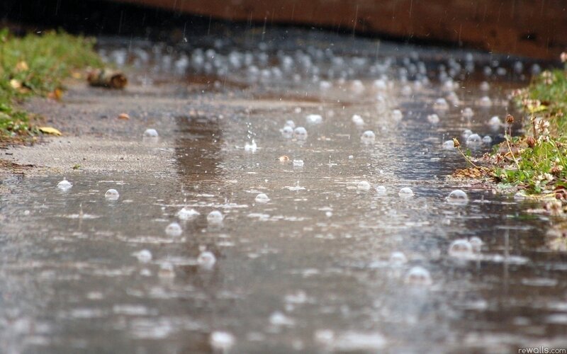 Raindrops on Puddle — Gray