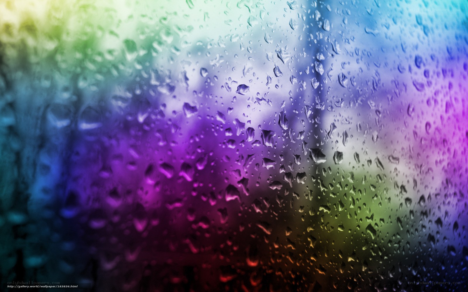 raindrops on rainbow glass