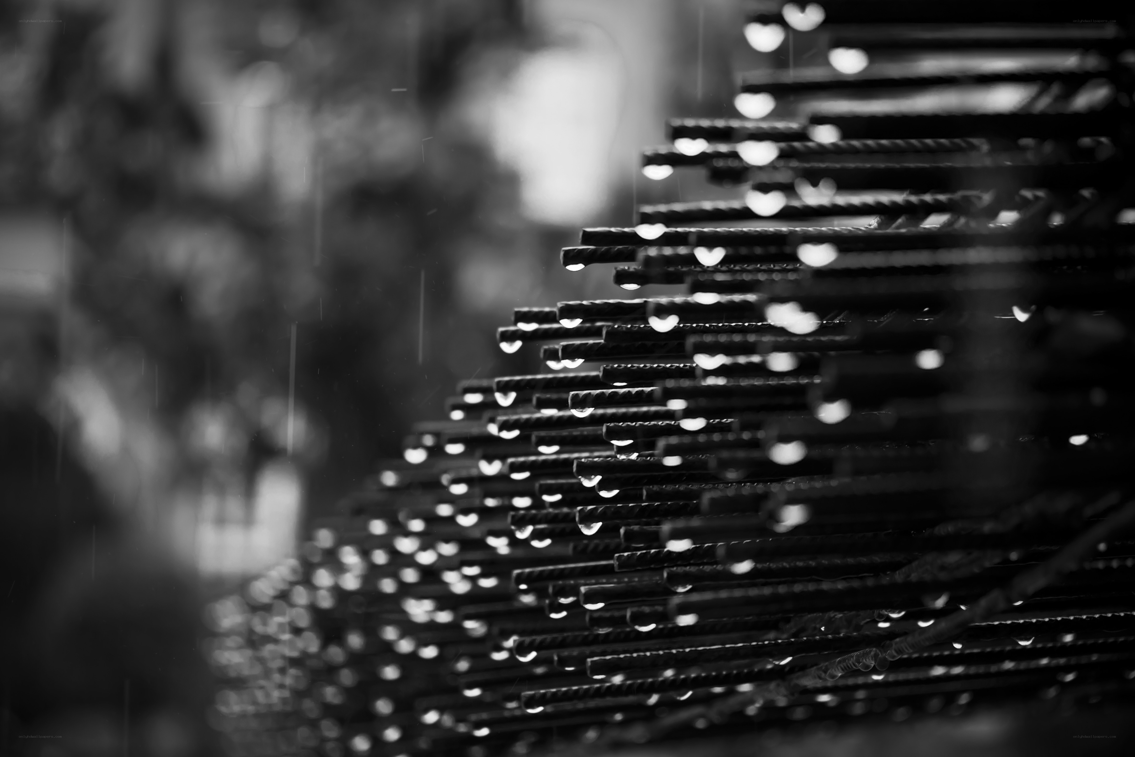 Raindrops on rebar structure