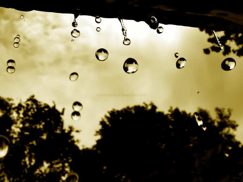 Raindrops on Surface — Sepia