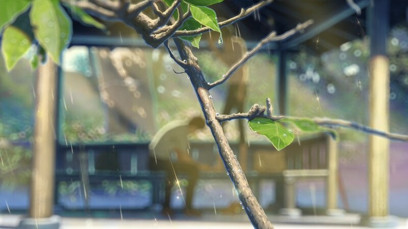 Raindrops on Tree Branch — Green