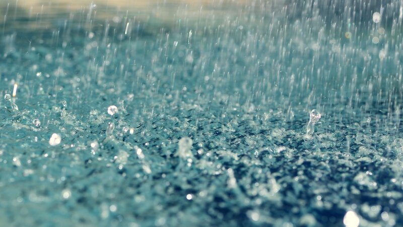 Raindrops on Water — Blue, Calm, Photograph, Rain