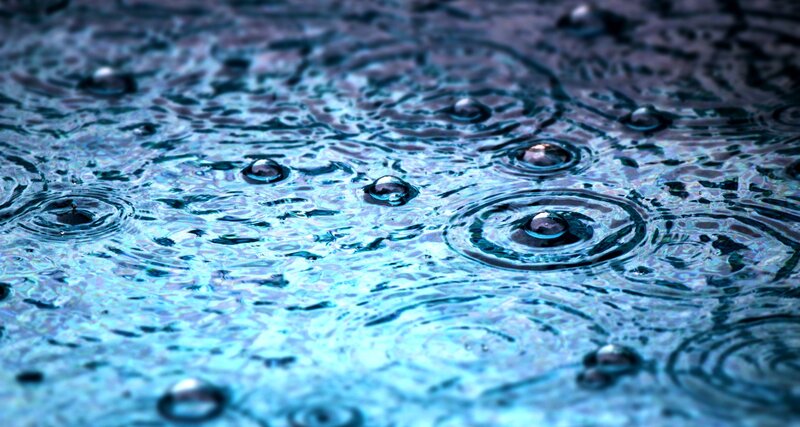 Raindrops on Water — Blue, Calm, Photograph, Ripples