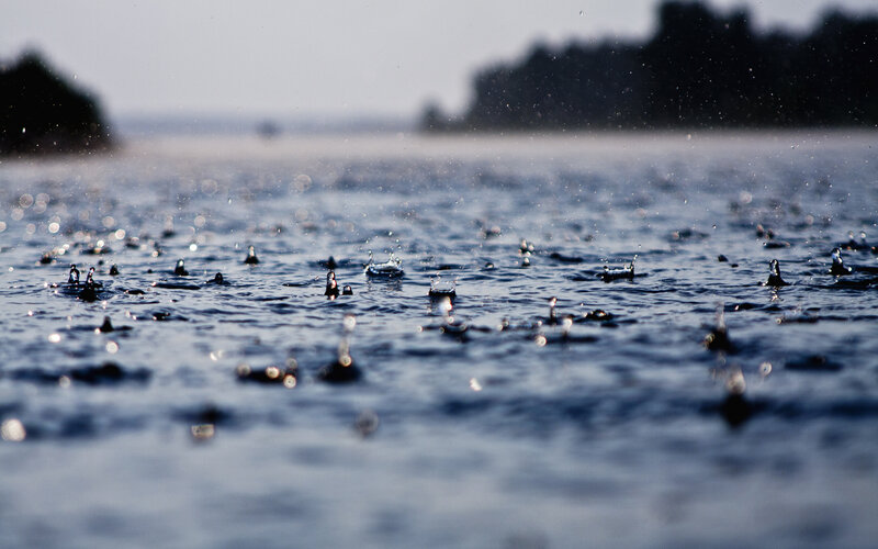 Raindrops on Water — Blue, Calm