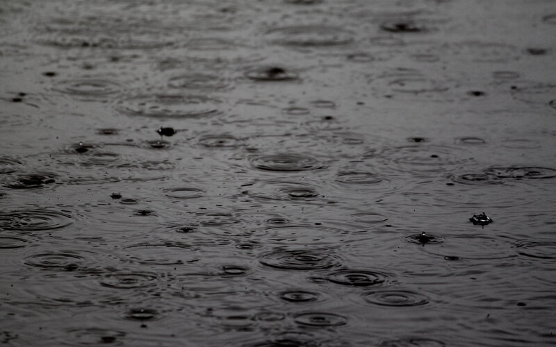 Raindrops on Water — Gray, Calm, Photograph