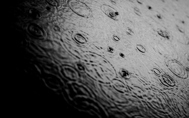 Raindrops on Water Surface — Black, Calm, Photograph