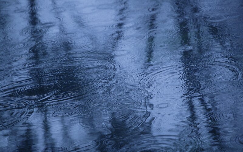 Raindrops on Water Surface — Blue, Calm, Night