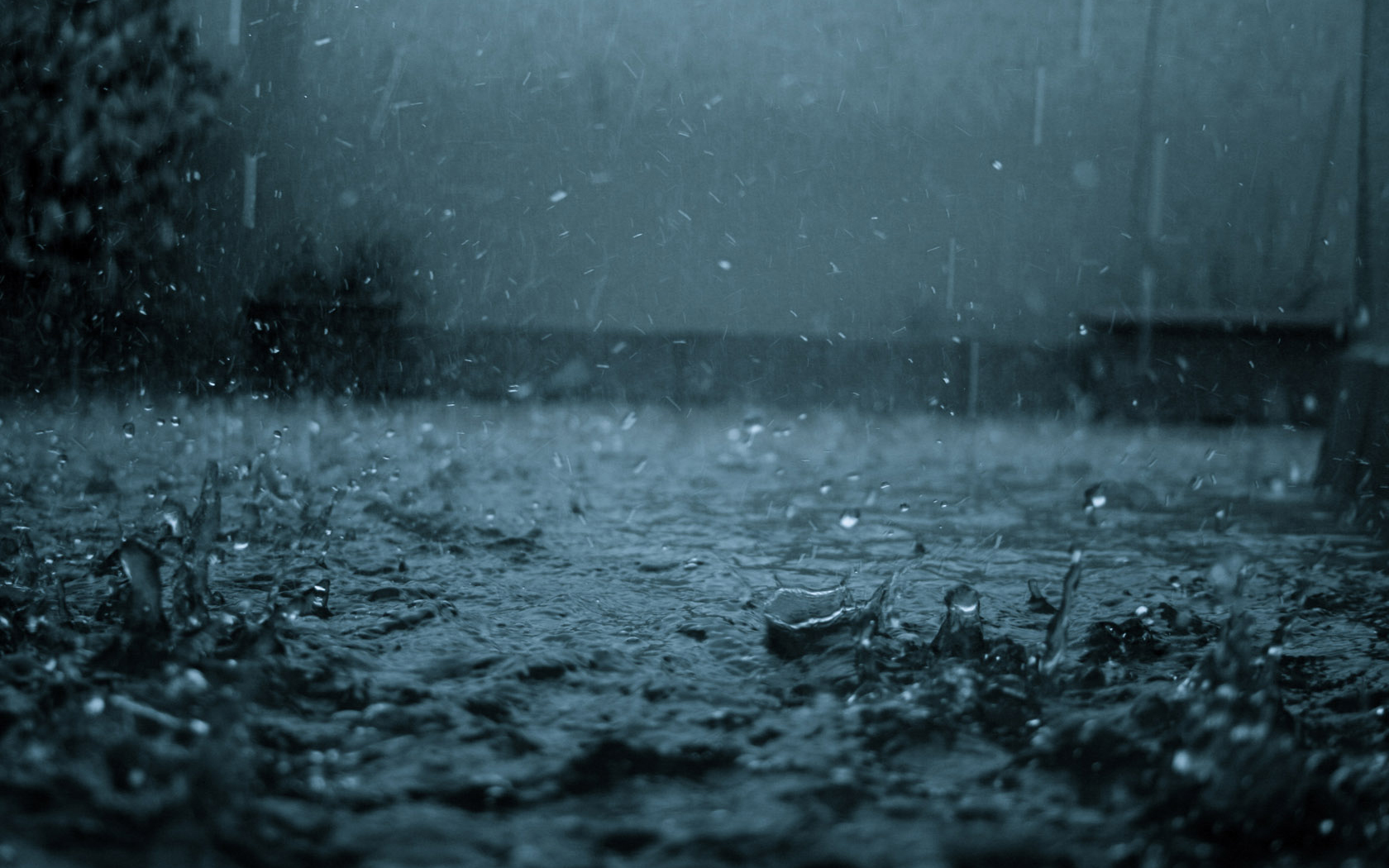 raindrops on wet pavement