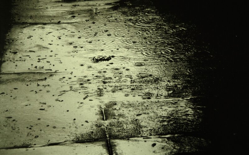 Raindrops on Wet Pavement — Black, Moody