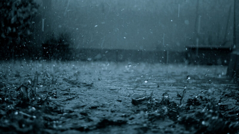 raindrops on wet surface