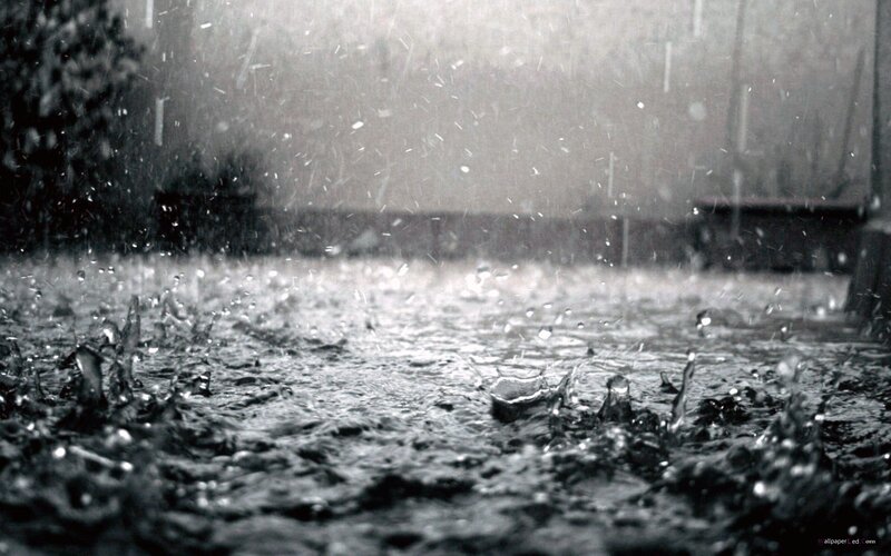 Raindrops on Wet Surface — Black, Dramatic