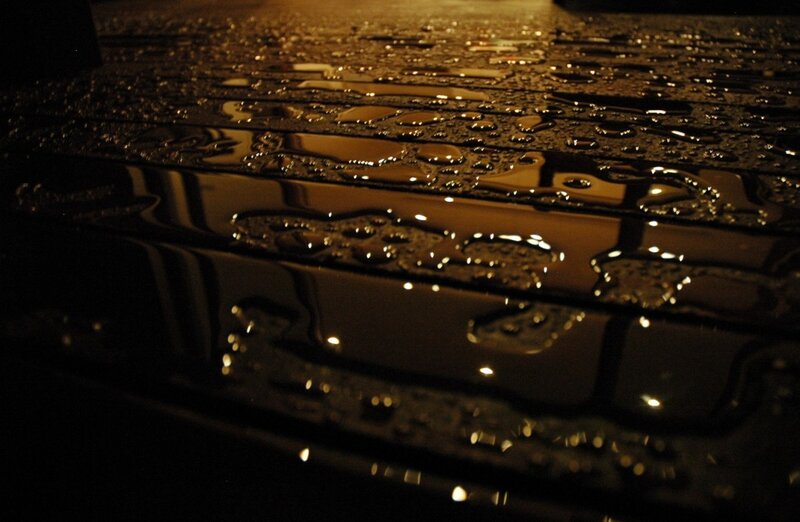 Raindrops on Wet Surface — Black, Moody